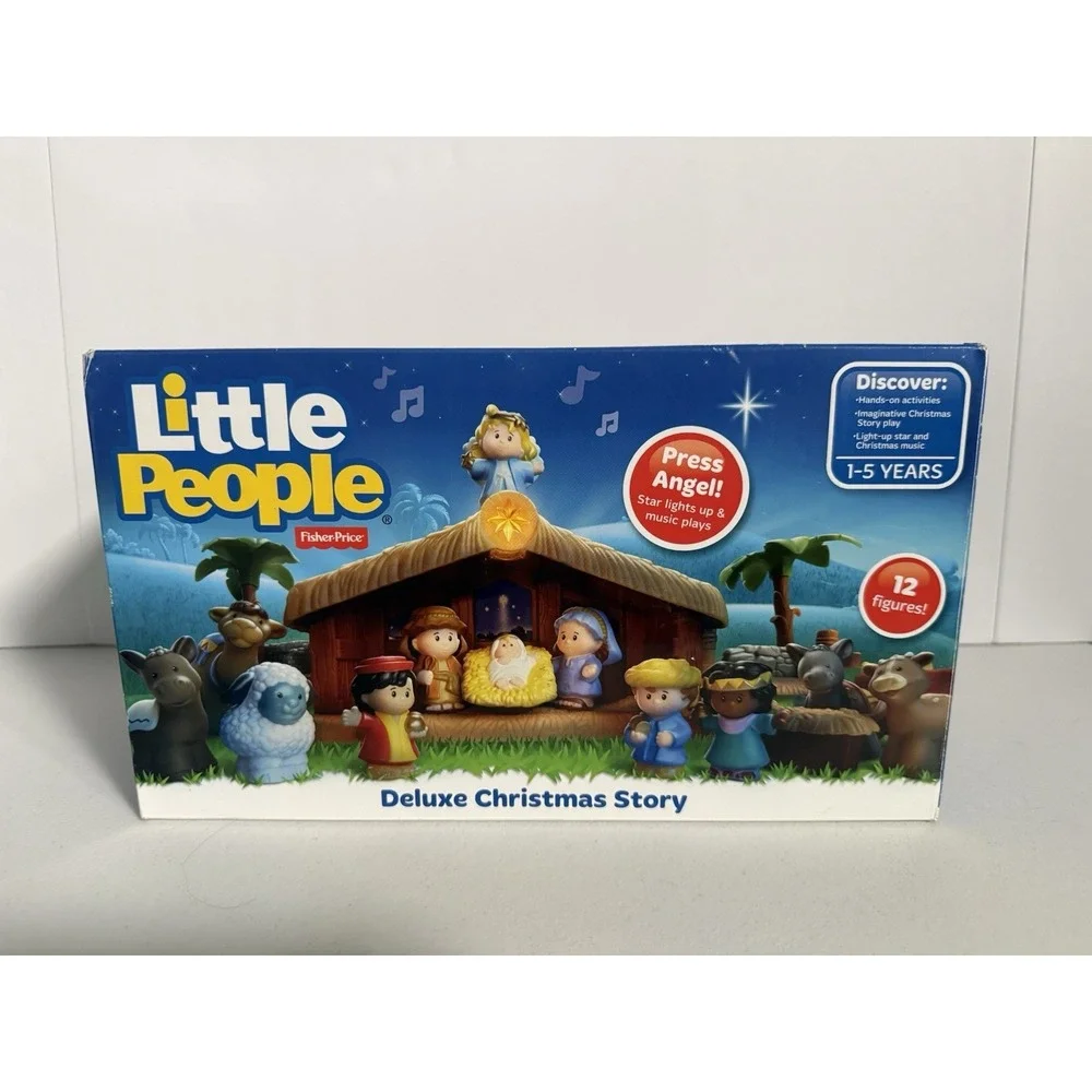 NIB Fisher Price Little People Deluxe Christmas Story Nativity Set-Lights Work!